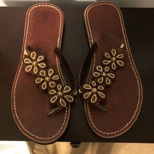 Leather flip flops